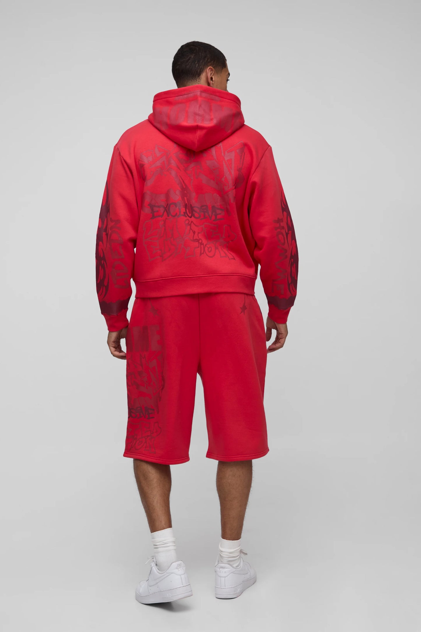 Oversized Boxy All Over Print Jort Zip Through Tracksuit