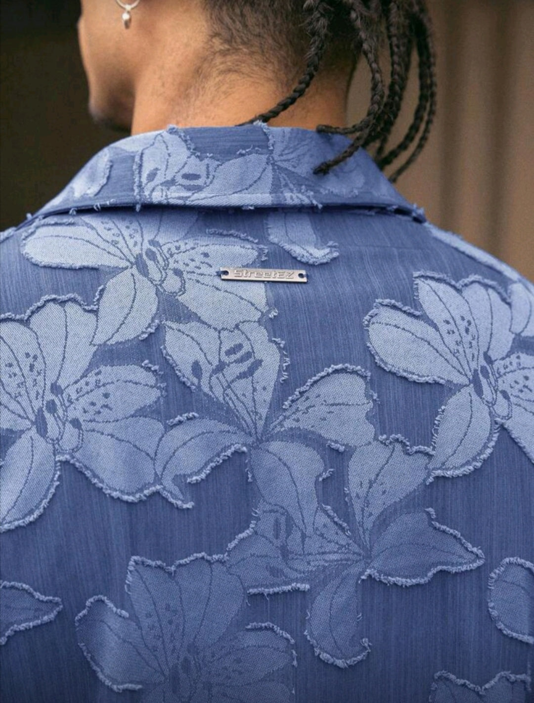 Short Sleeve Loose Fit Men Blue Shirt