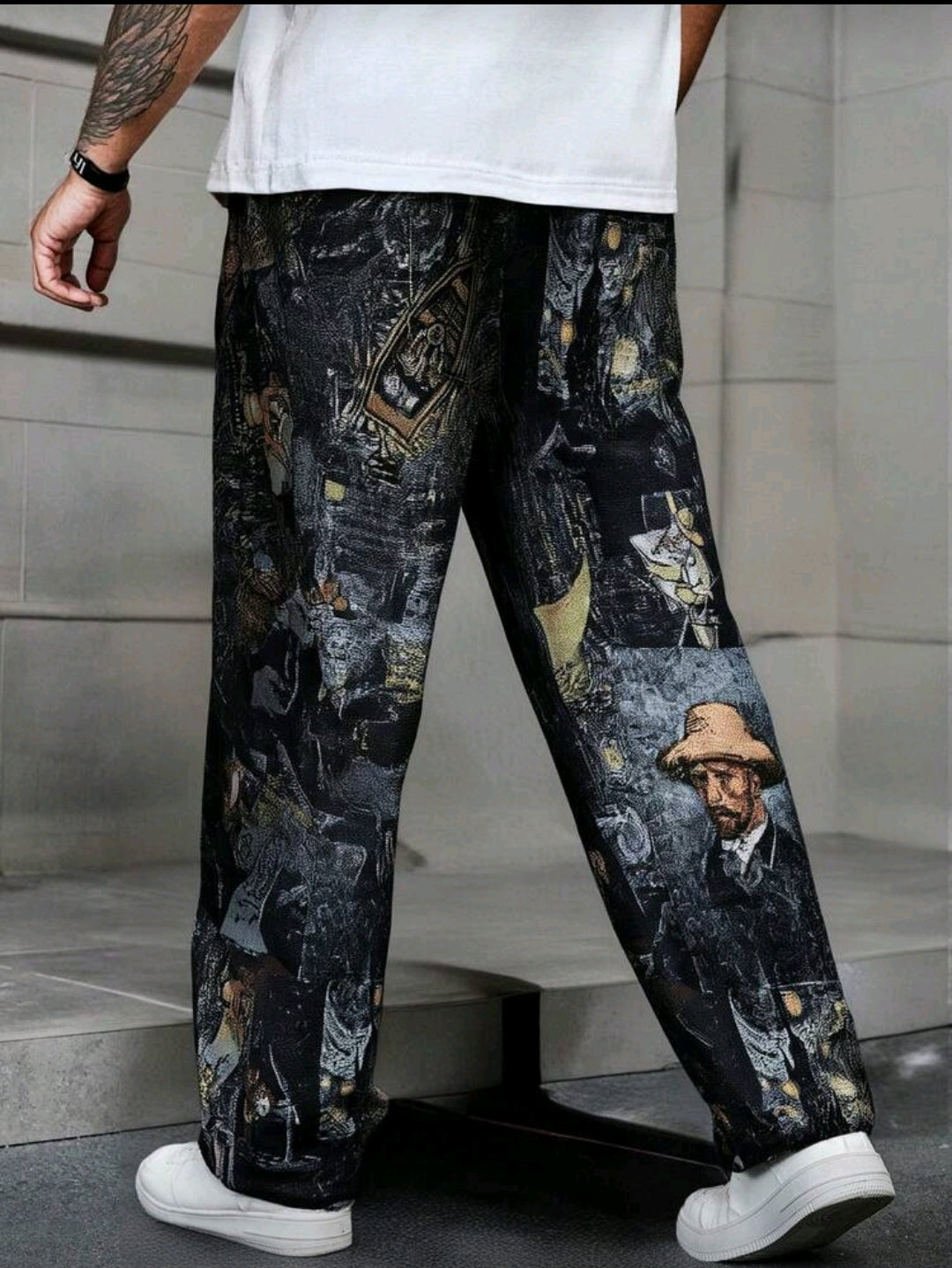 Van Gogh Painting Pattern Straight Leg Pants