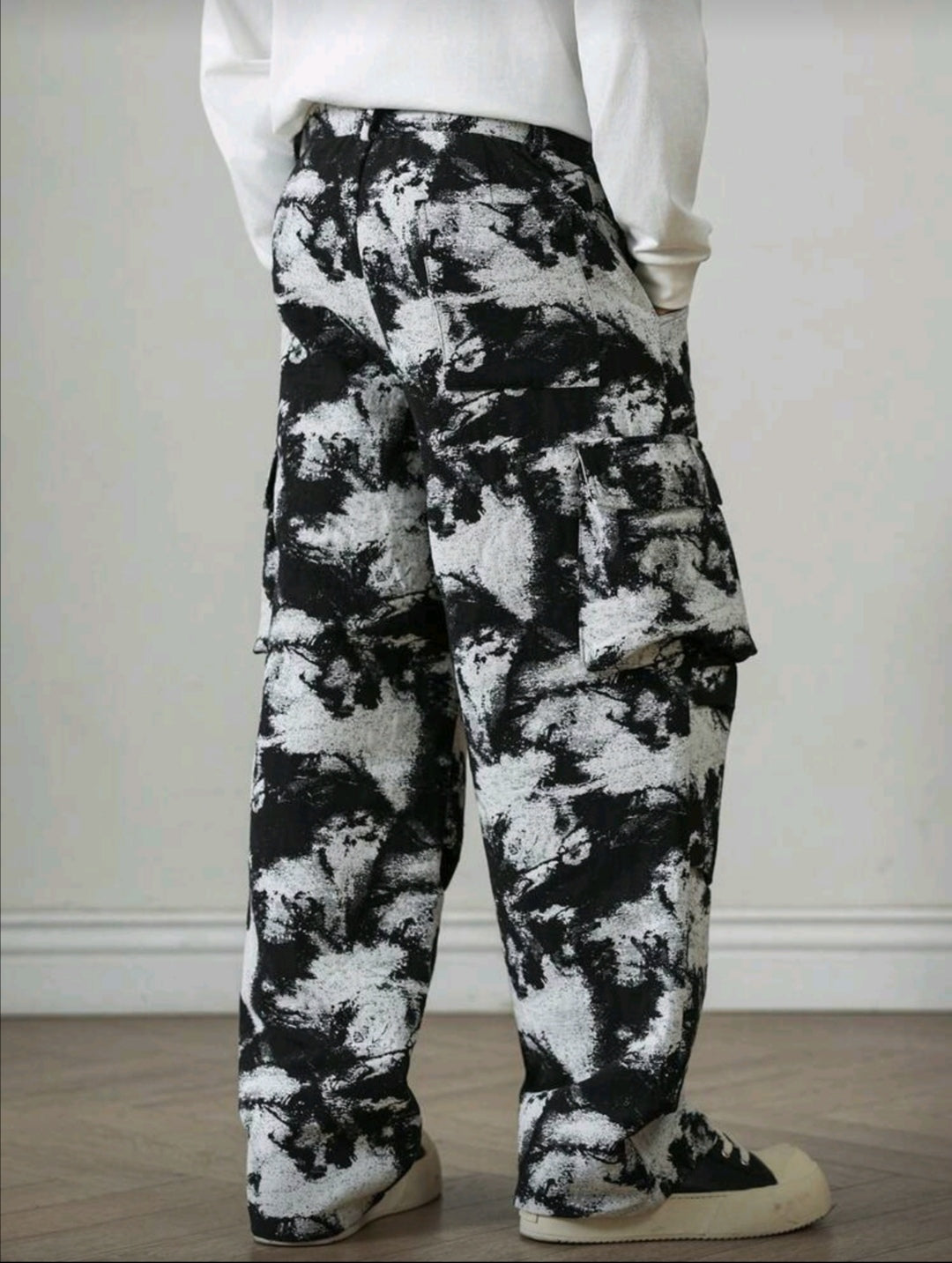 Men's Casual Fashion Street All-Over Print Flap Pocket Cargo Pants