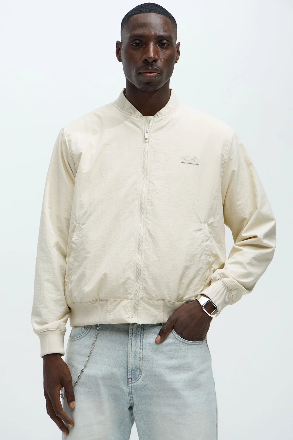 Miles Nylon Full Zip Bomber Jacket