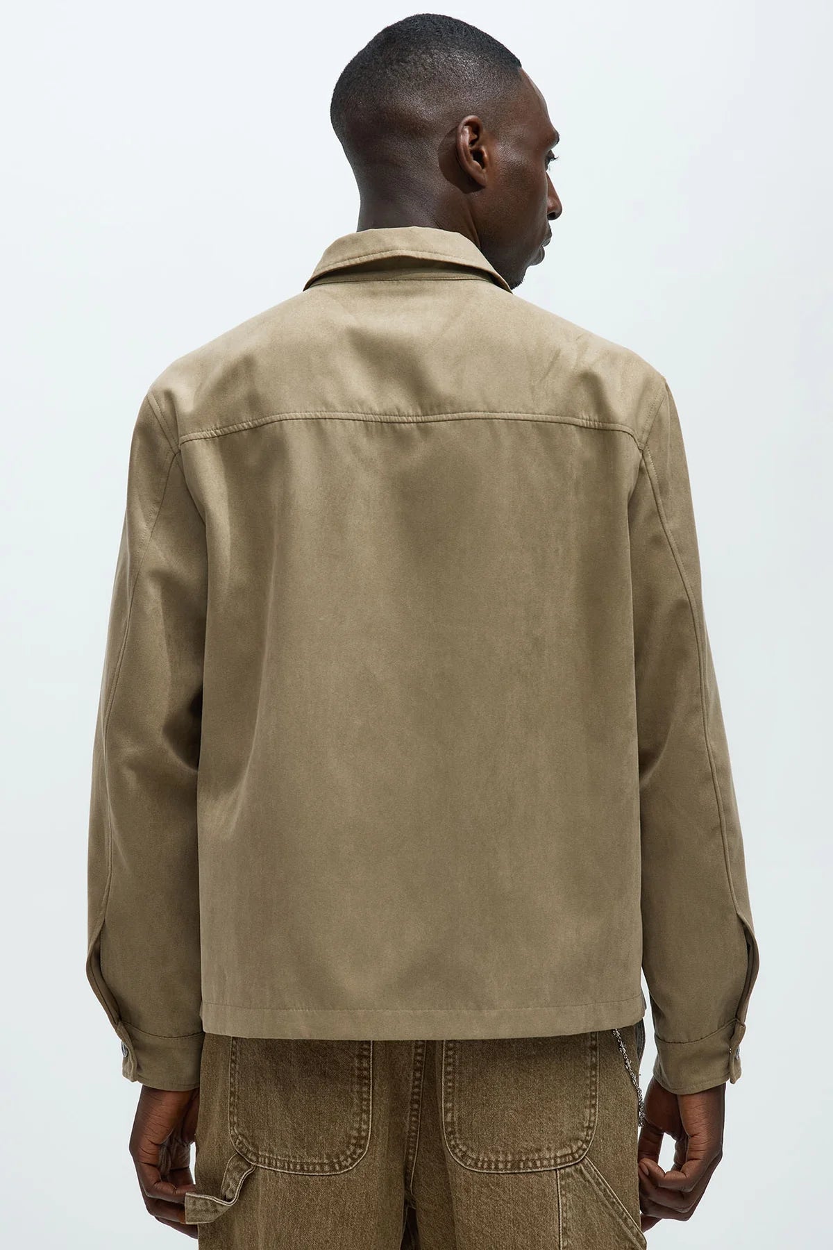 Faux Suede Shirt Jacket
