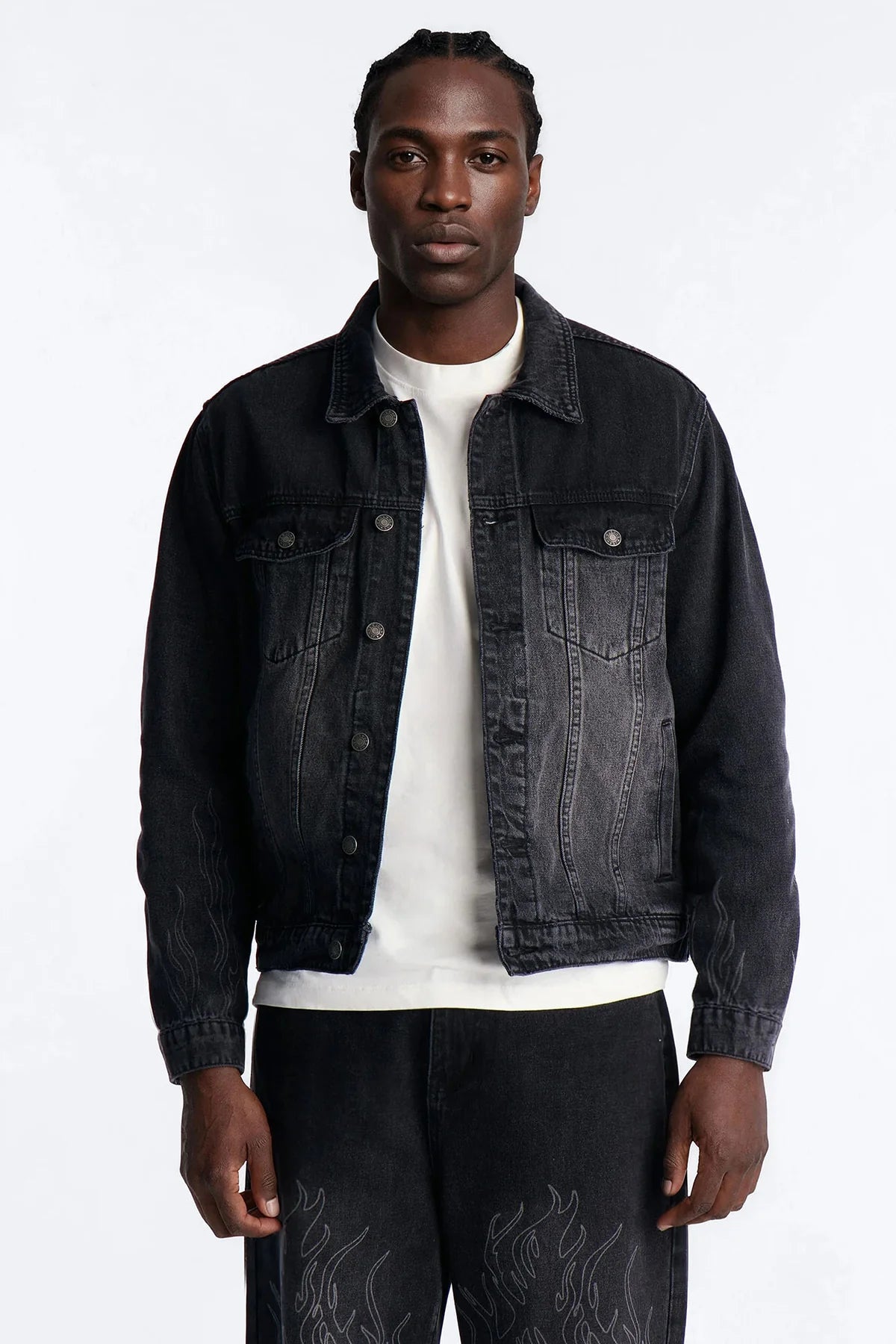 Cropped Hellfire Denim Trucker Jacket