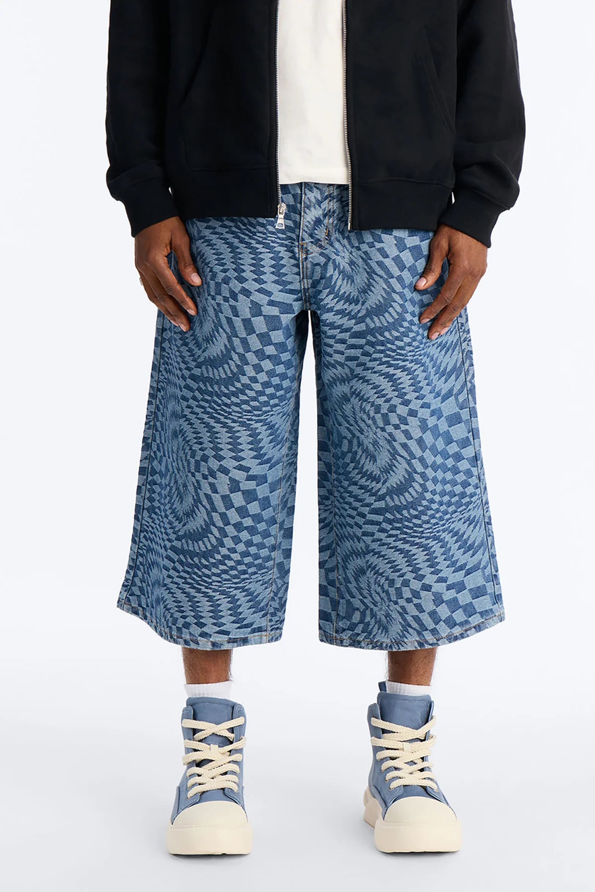 Super Baggy Trippy Check Denim Short