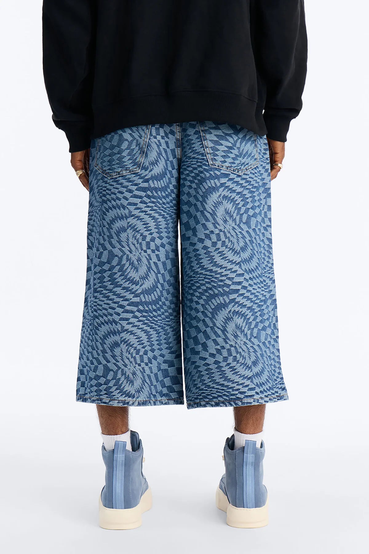 Super Baggy Trippy Check Denim Short