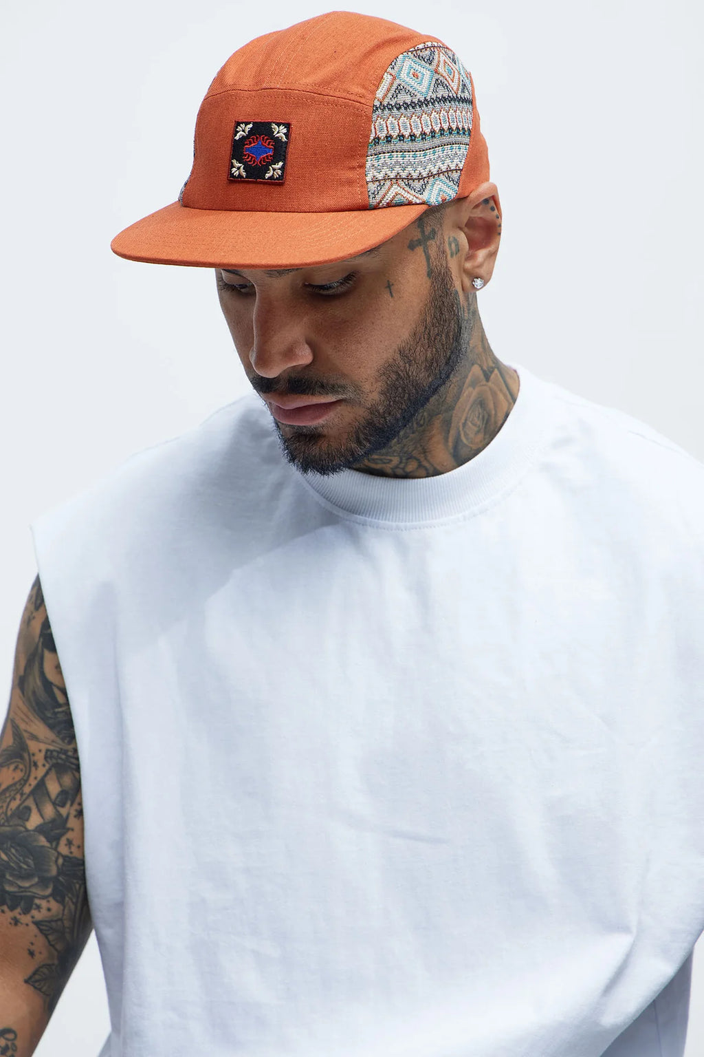 Embroidered Multi Media 5 Panel Strapback Hat