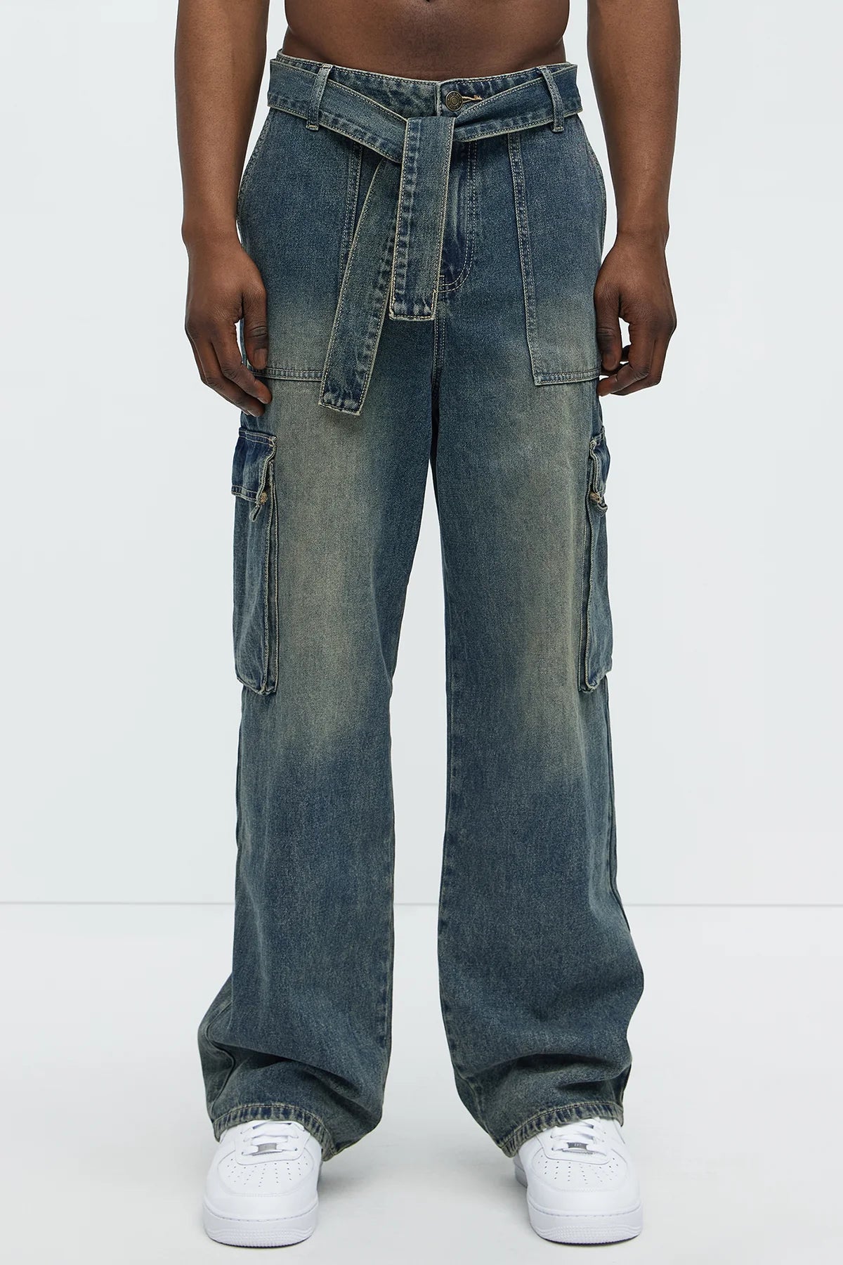 Tied Up Cargo Baggy Jeans