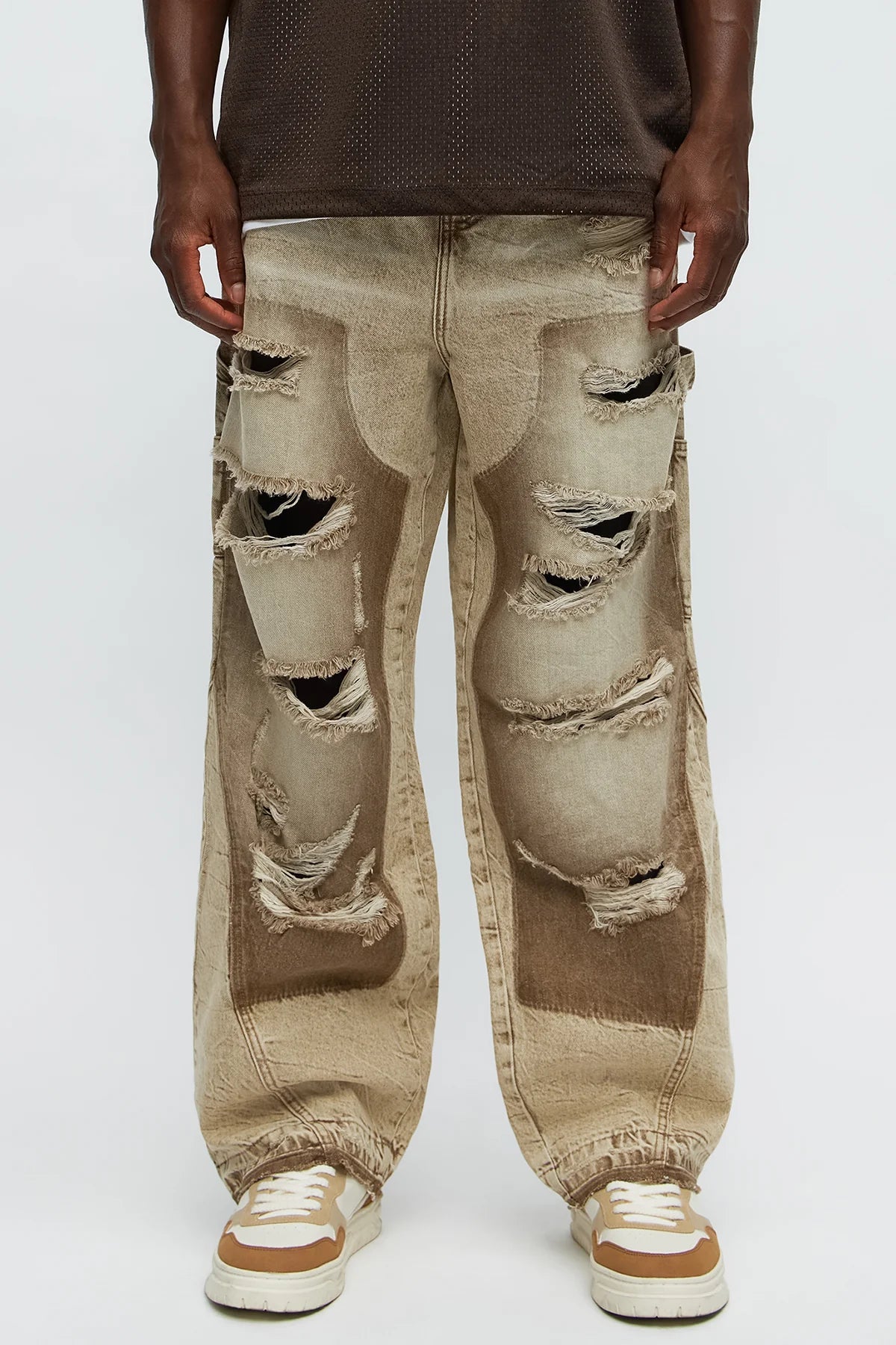 Fall Black Distressed Carpenter Baggy Jeans