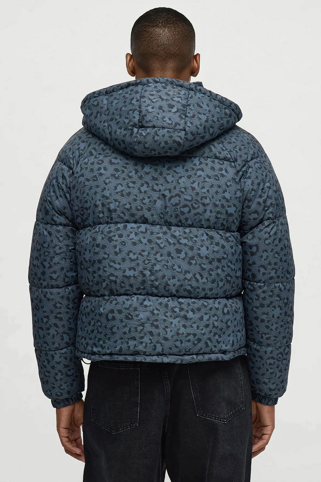 A Trip Hooded Leopard Printed Puffer Jacket