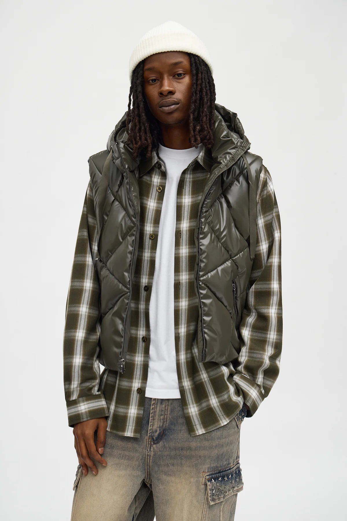 Cropped Quilted Hooded Puffer Vest