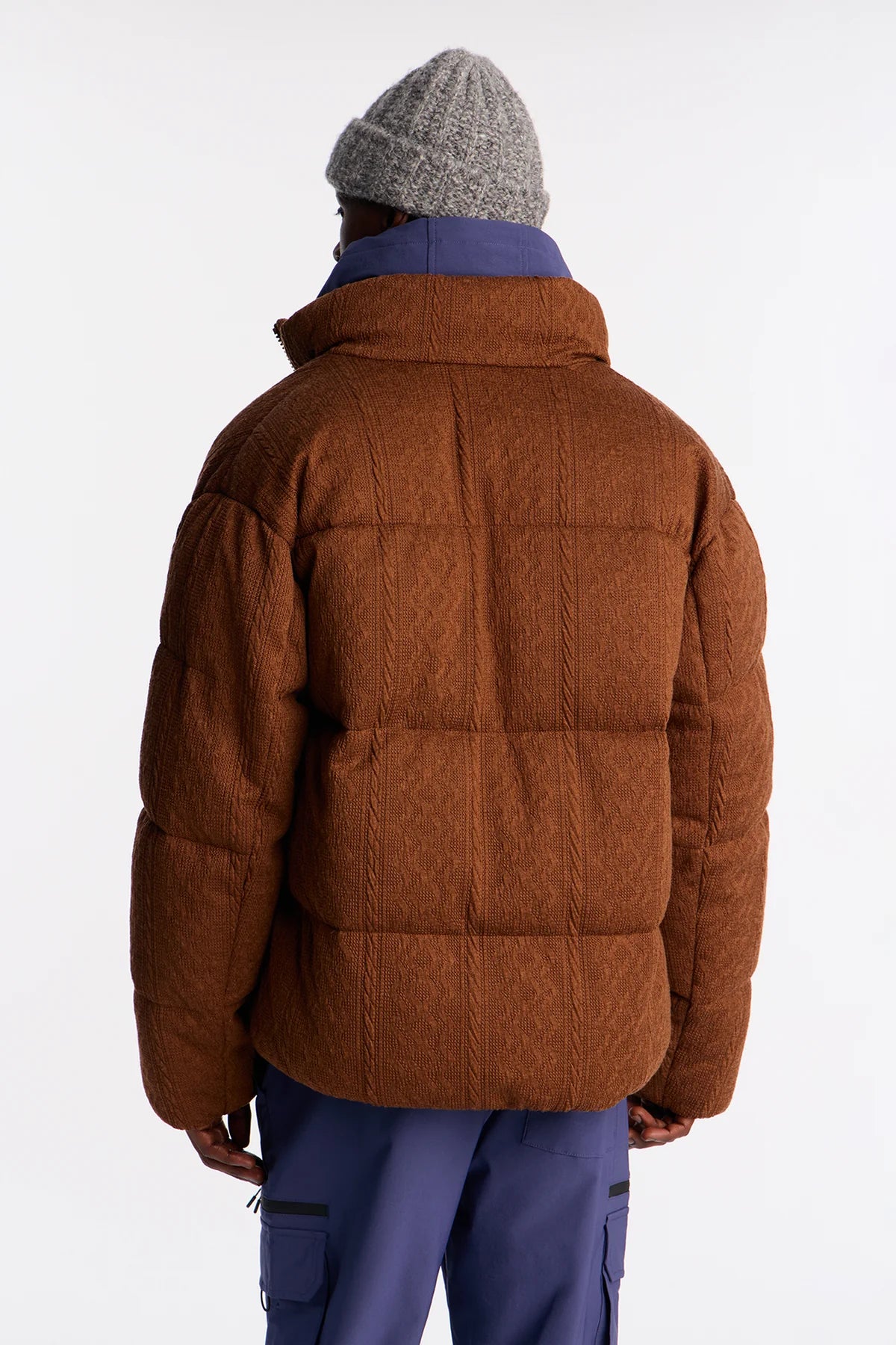 Textured Cable Knit Cabin Puffer Jacket