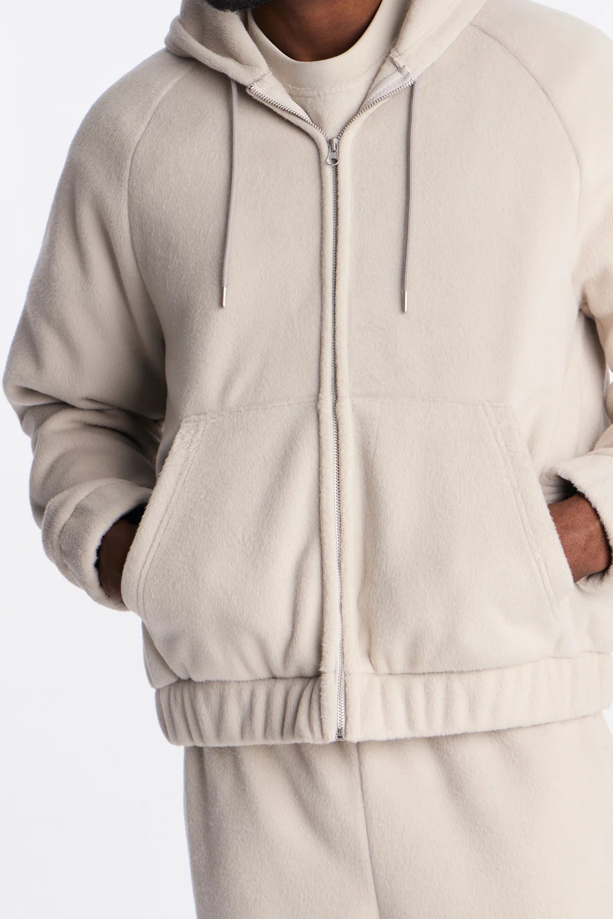 Fuzzy Textured Premium Zip Up Hoodie