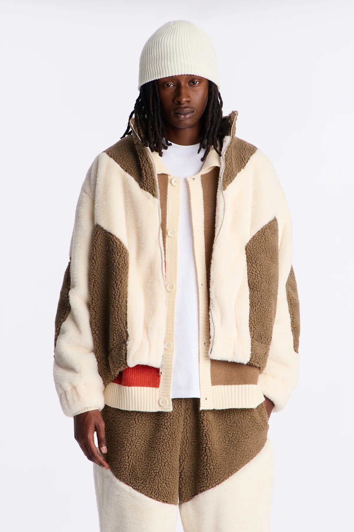 Oversized Cozy Peak Paneled Faux Fur Jacket