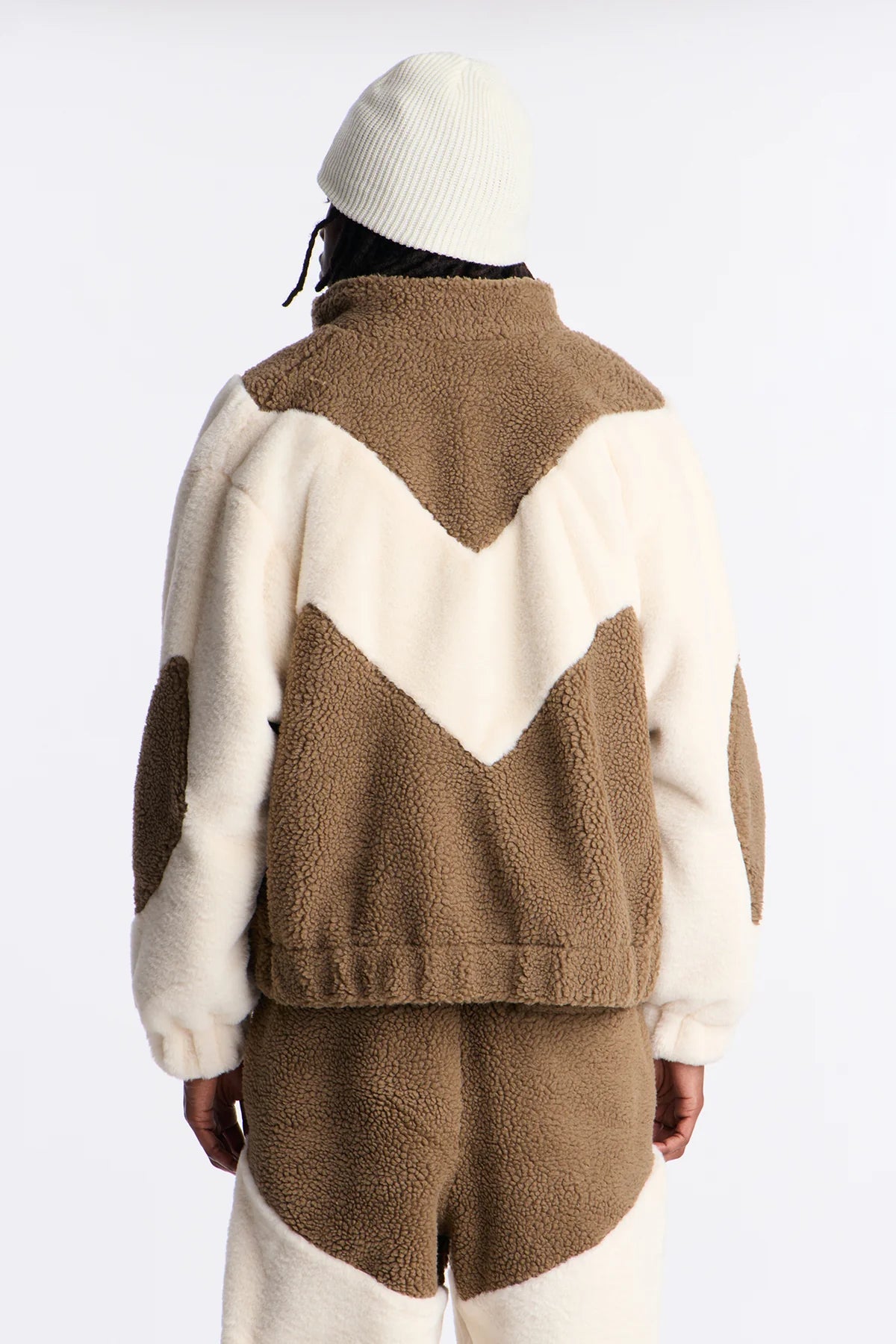 Oversized Cozy Peak Paneled Faux Fur Jacket