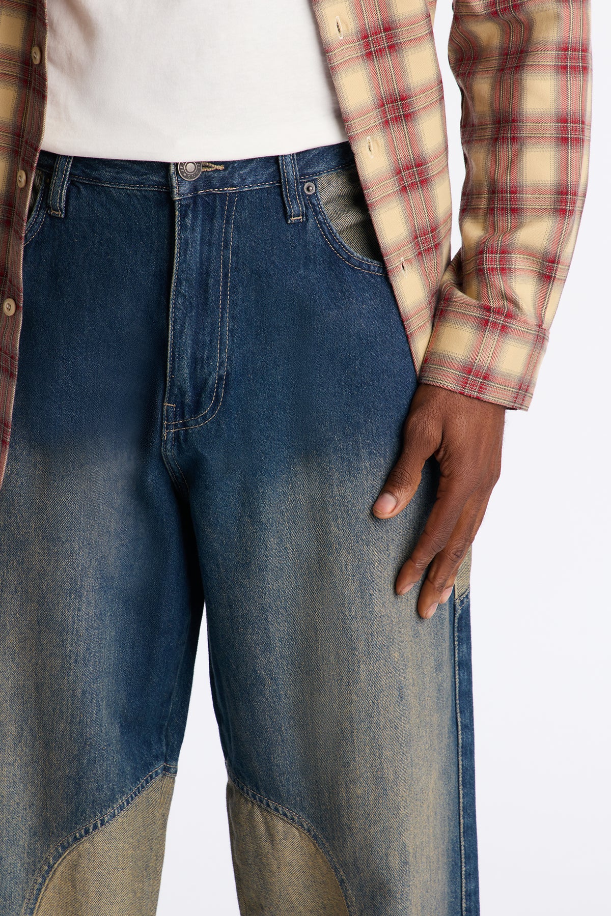 Barrel Outside In Color Block Jean