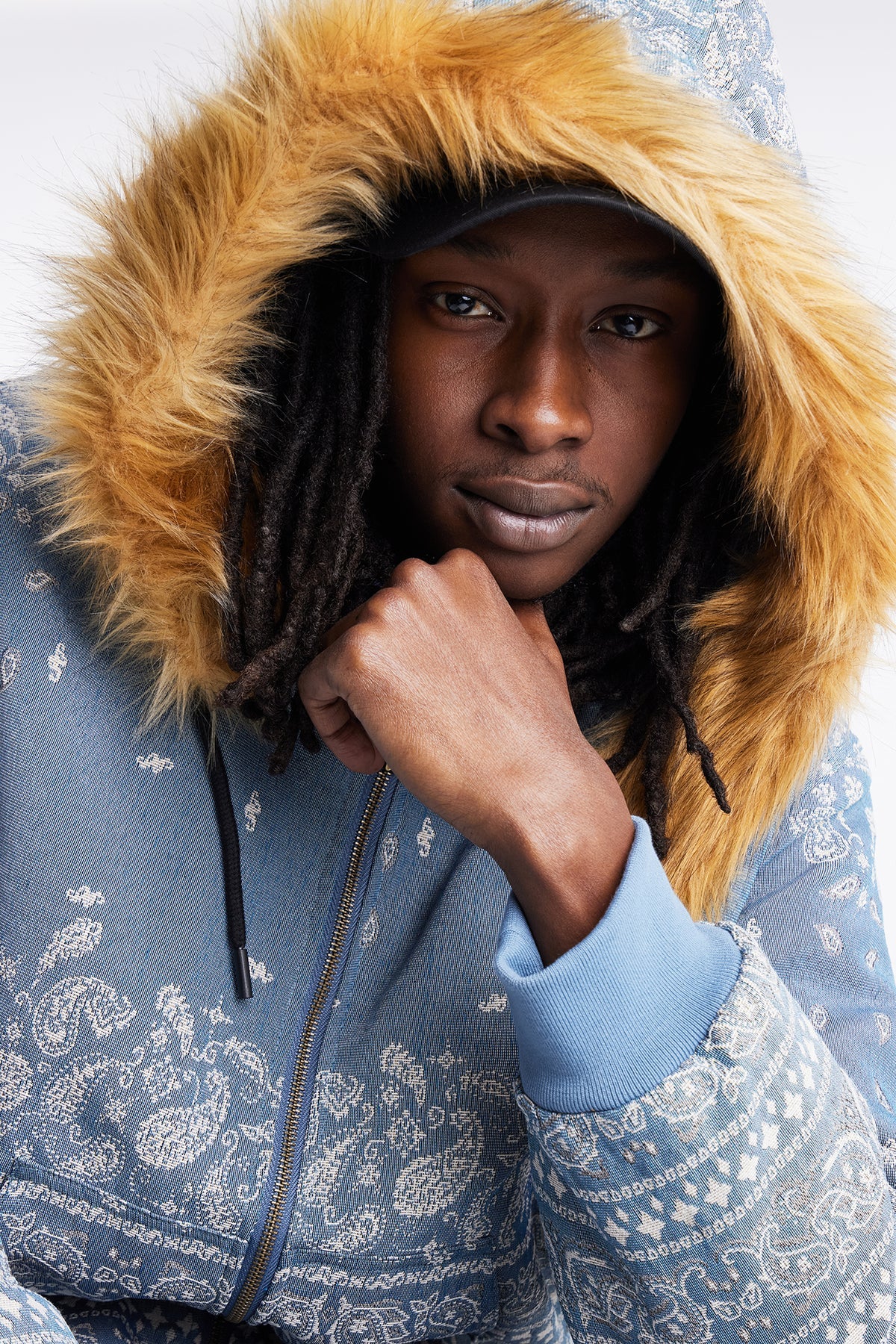 Hooded Padded Paisley Jacquard Parka
