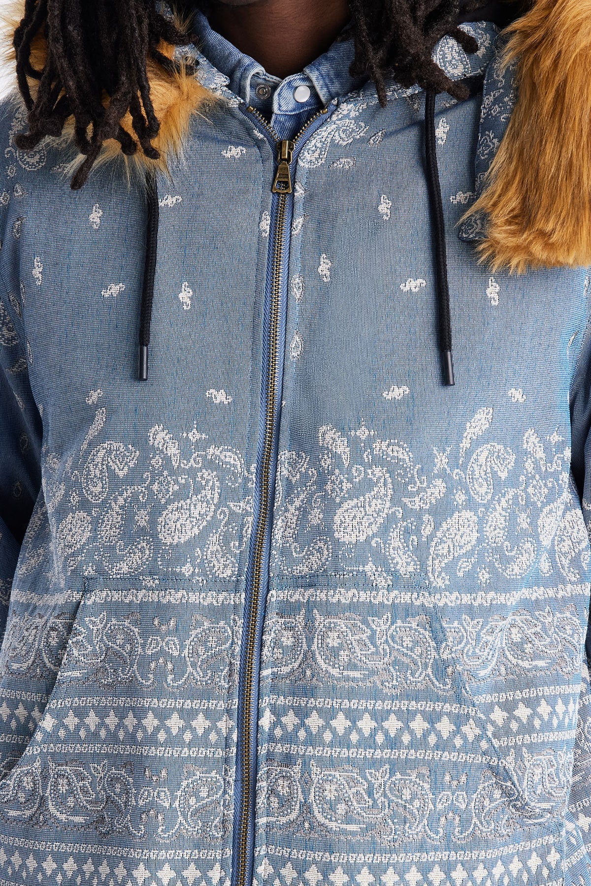 Hooded Padded Paisley Jacquard Parka
