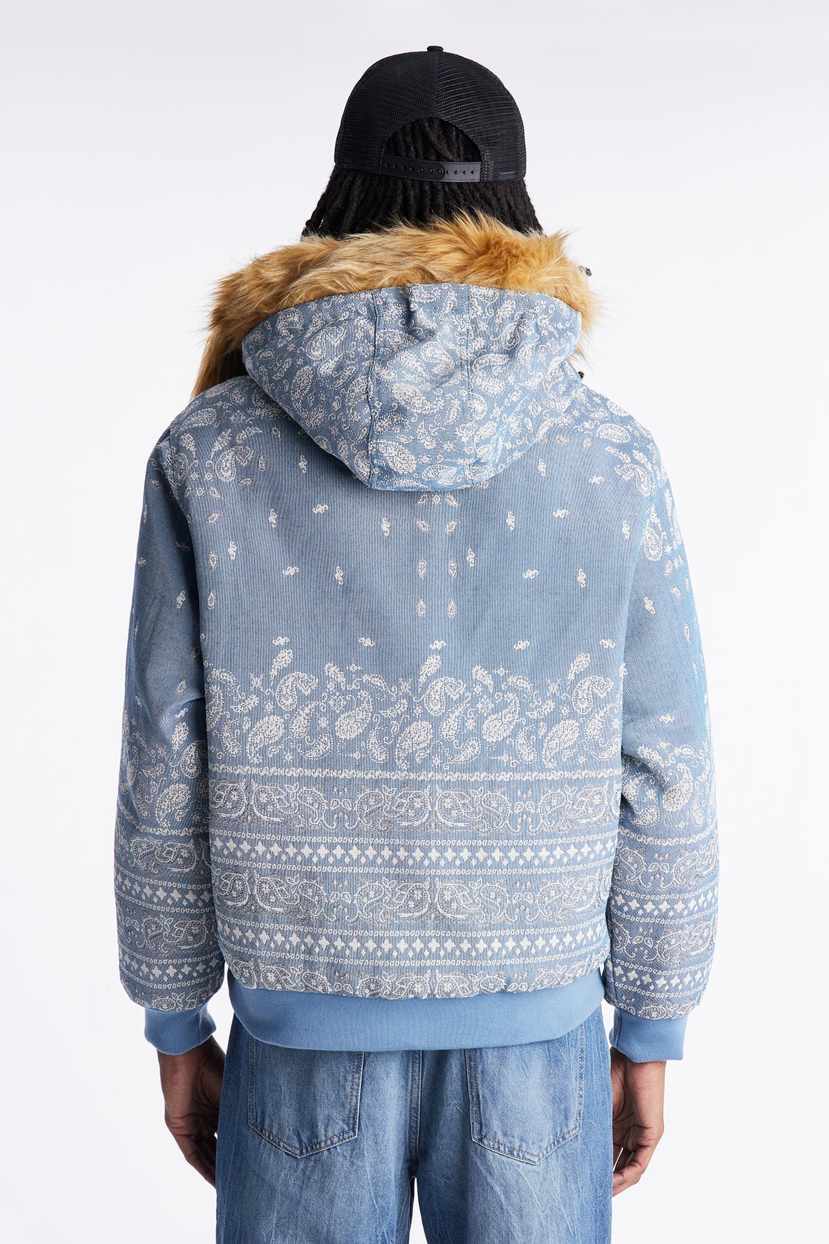 Hooded Padded Paisley Jacquard Parka