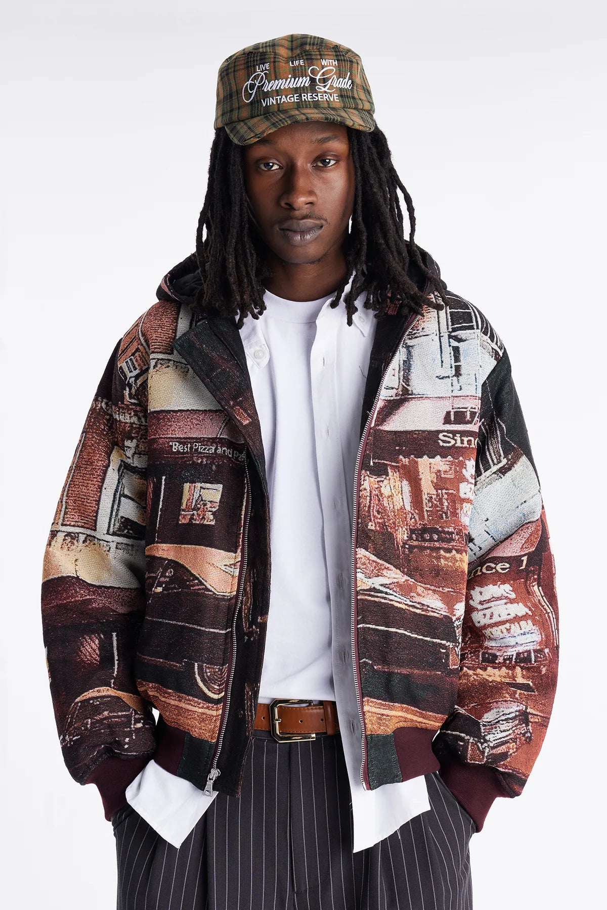 Oversized Through The Night Tapestry Hooded Bomber Jacket