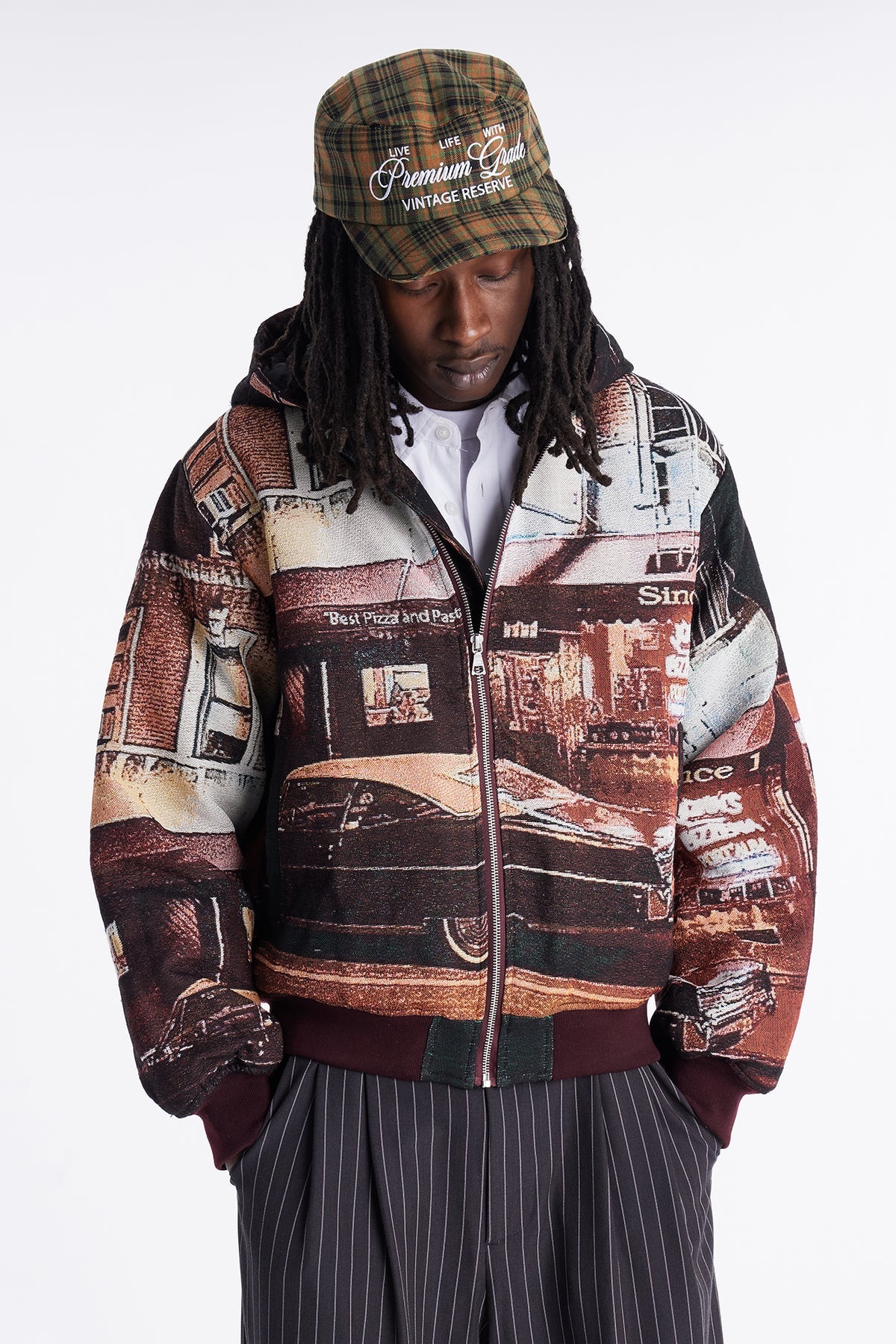 Oversized Through The Night Tapestry Hooded Bomber Jacket