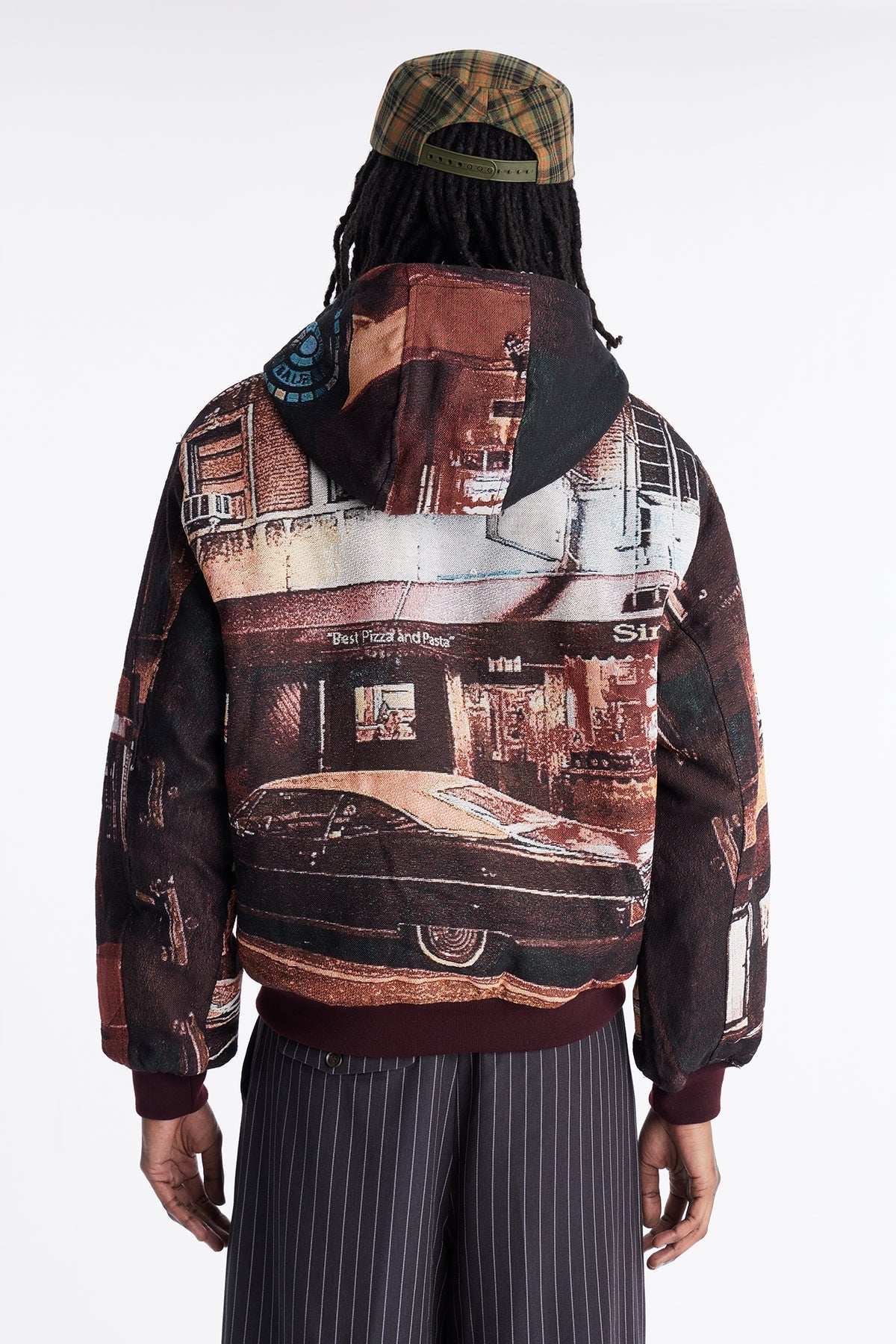 Oversized Through The Night Tapestry Hooded Bomber Jacket