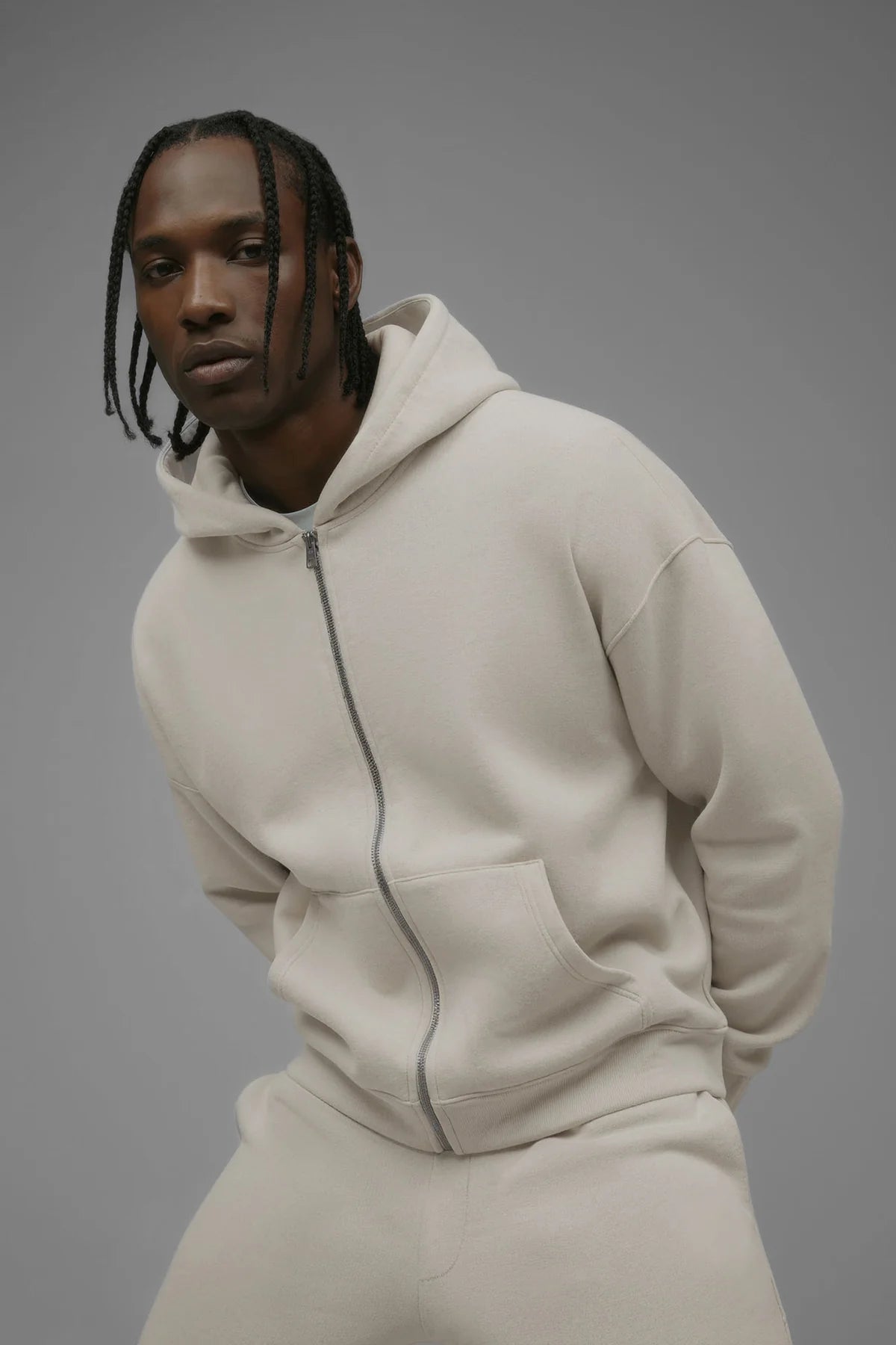 410 Oversized Cropped Zip Hoodie