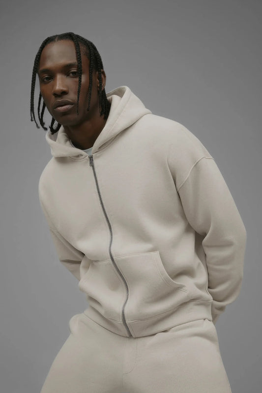 410 Oversized Cropped Zip Hoodie