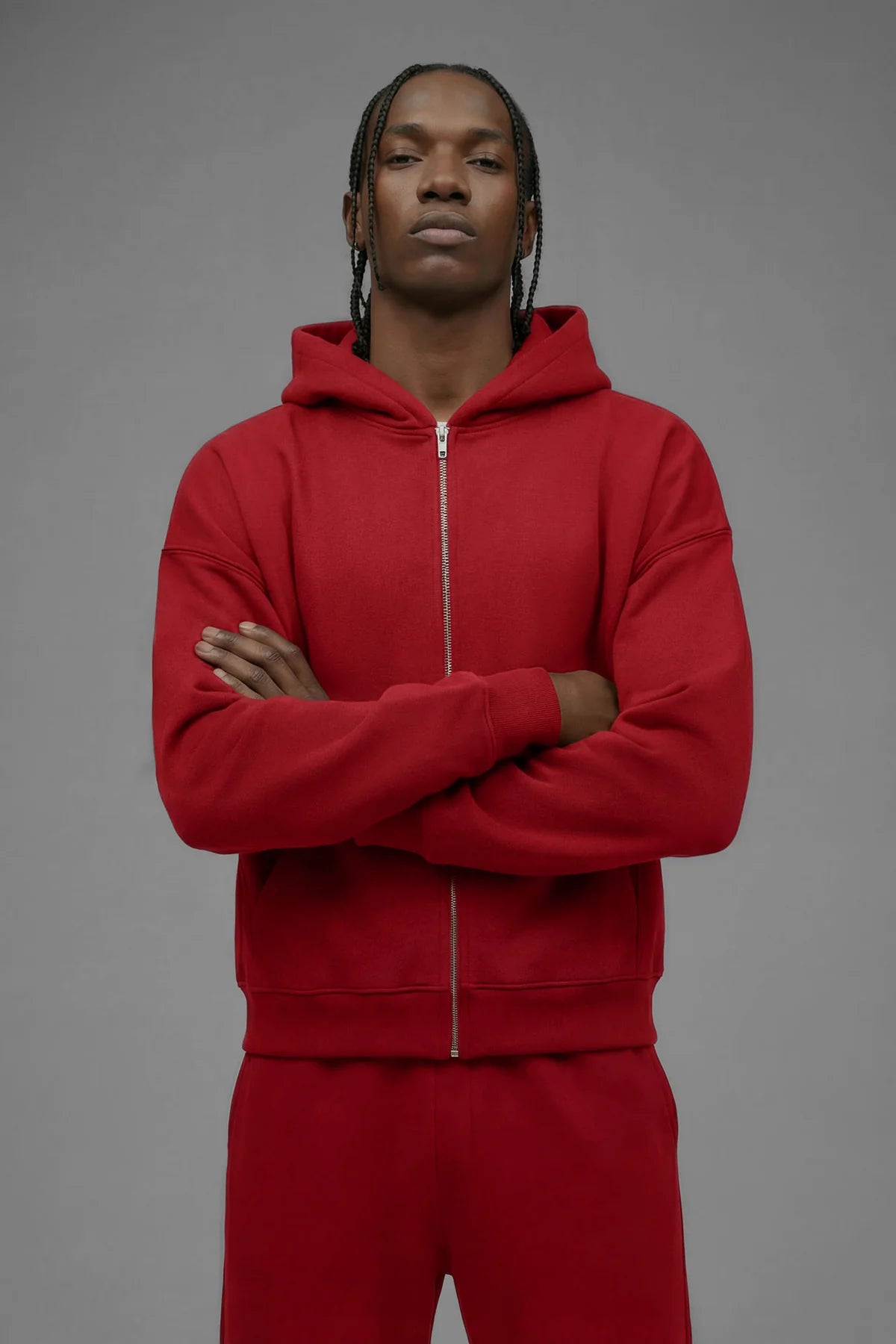 410 Oversized Cropped Zip Hoodie