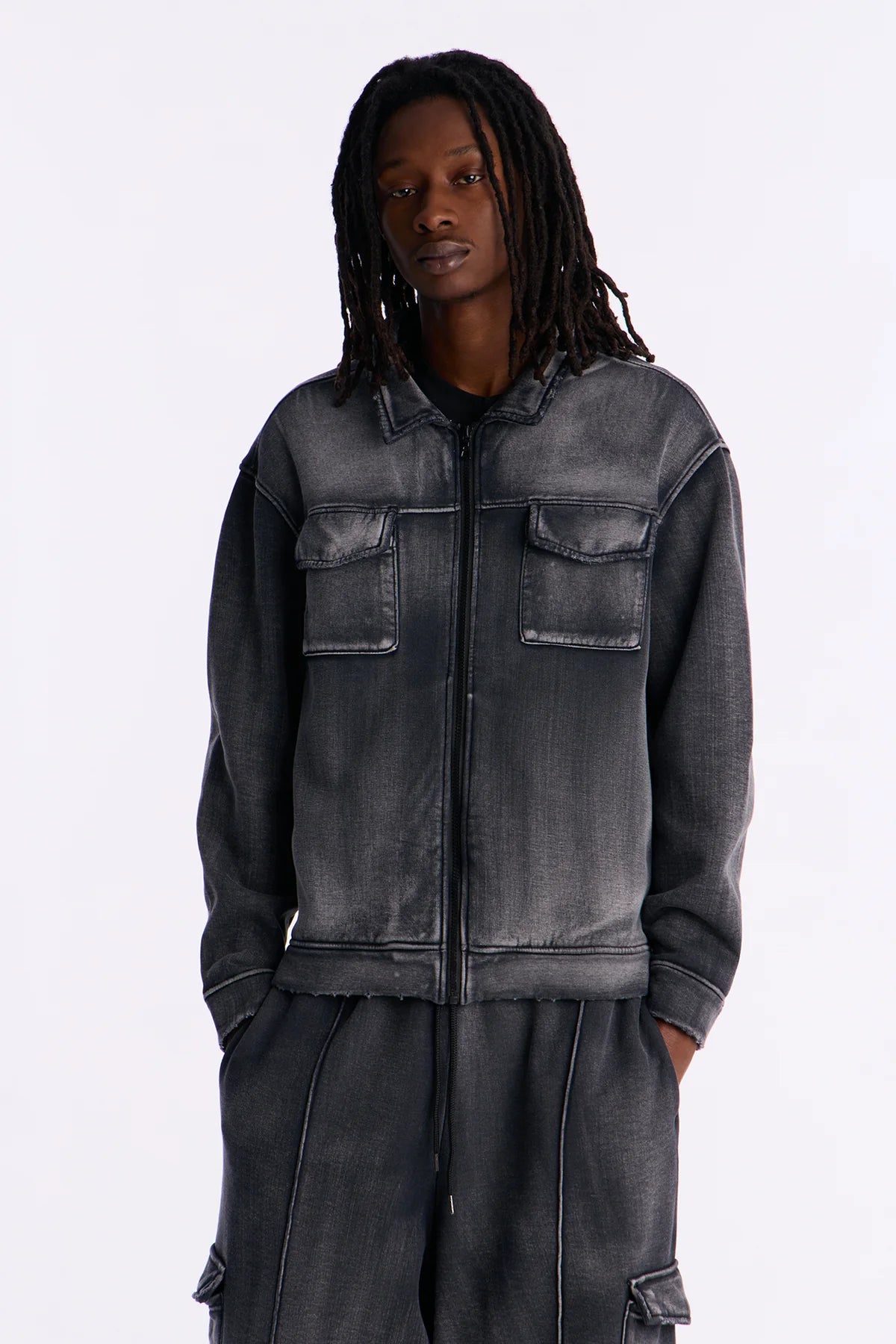 Heavy Wash Relaxed Fleece Jacket