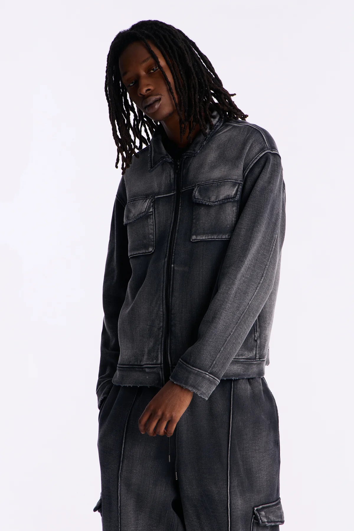 Heavy Wash Relaxed Fleece Jacket