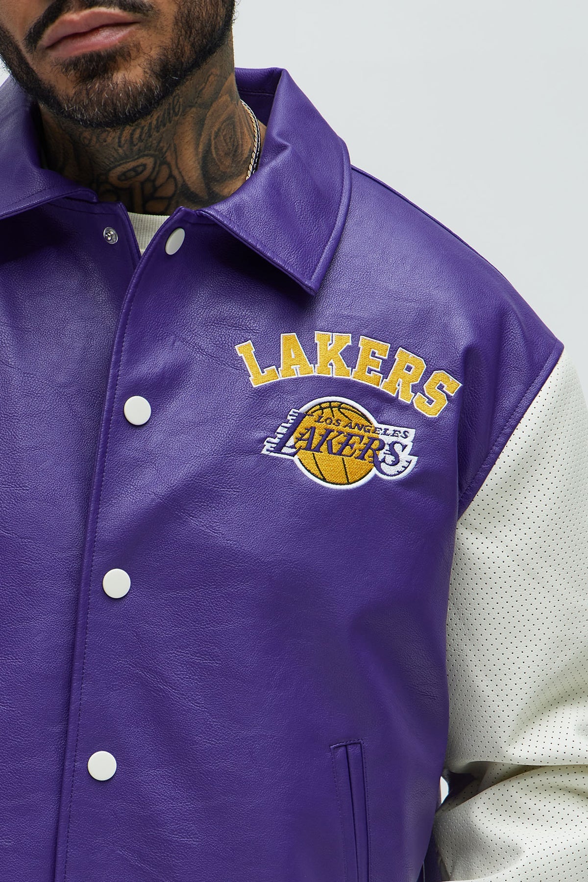 Lakers Top Dawg Faux Pu Collared Varsity Jacket