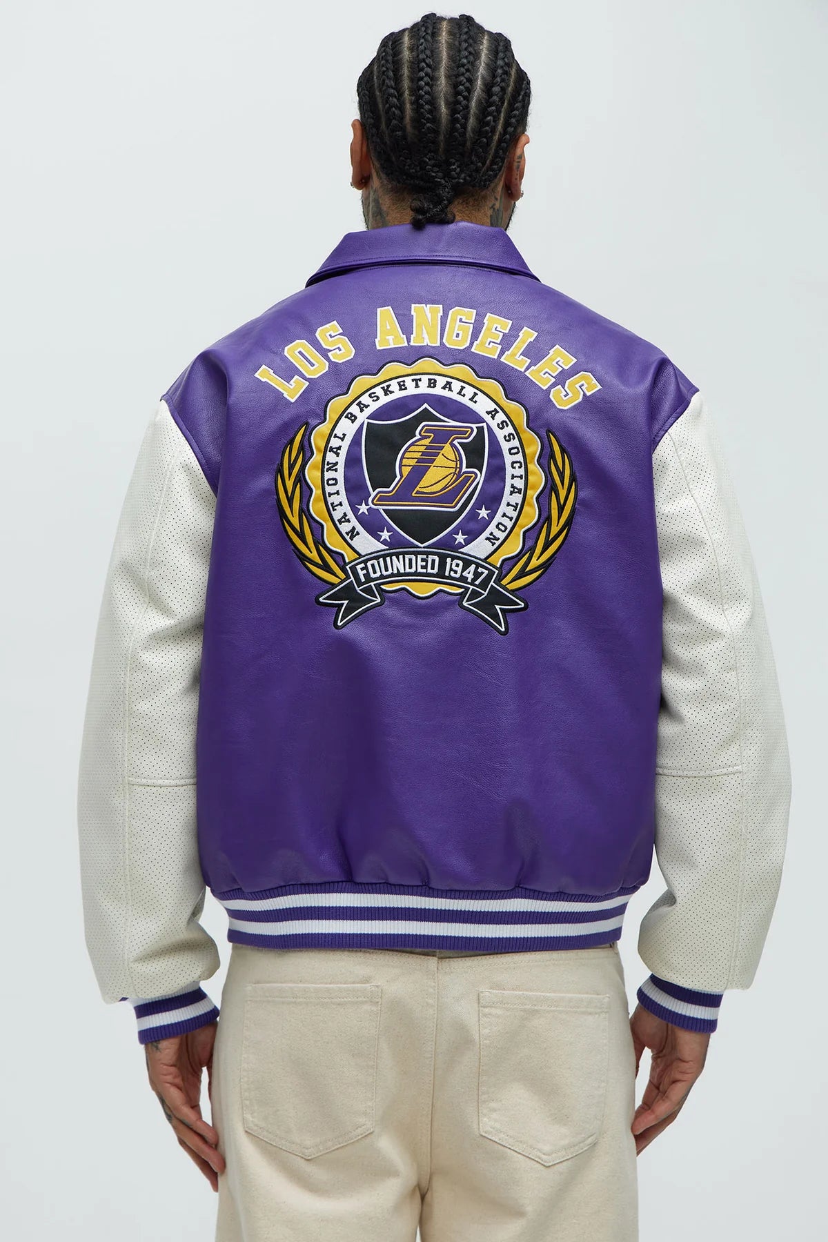Lakers Top Dawg Faux Pu Collared Varsity Jacket