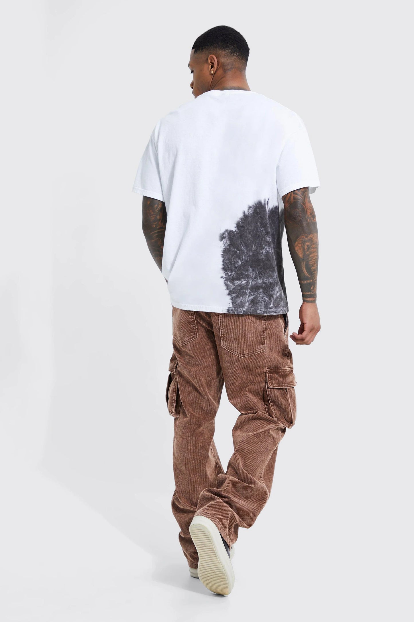 Acid Wash Relaxed Cord Cargo Pants