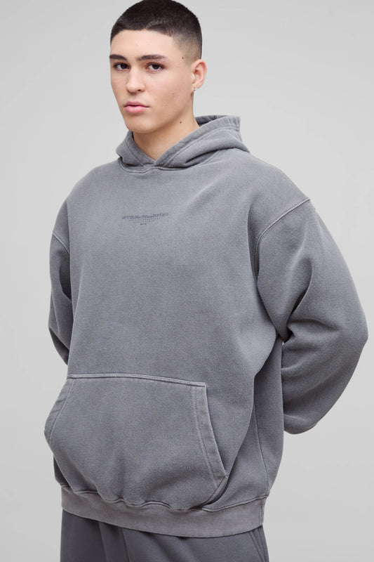 Oversized Limited Edition Puff Print Washed Hoodie