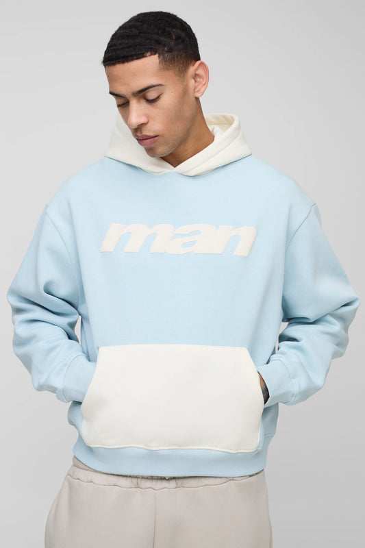 Oversized Boxy Man Colour Block Hoodie