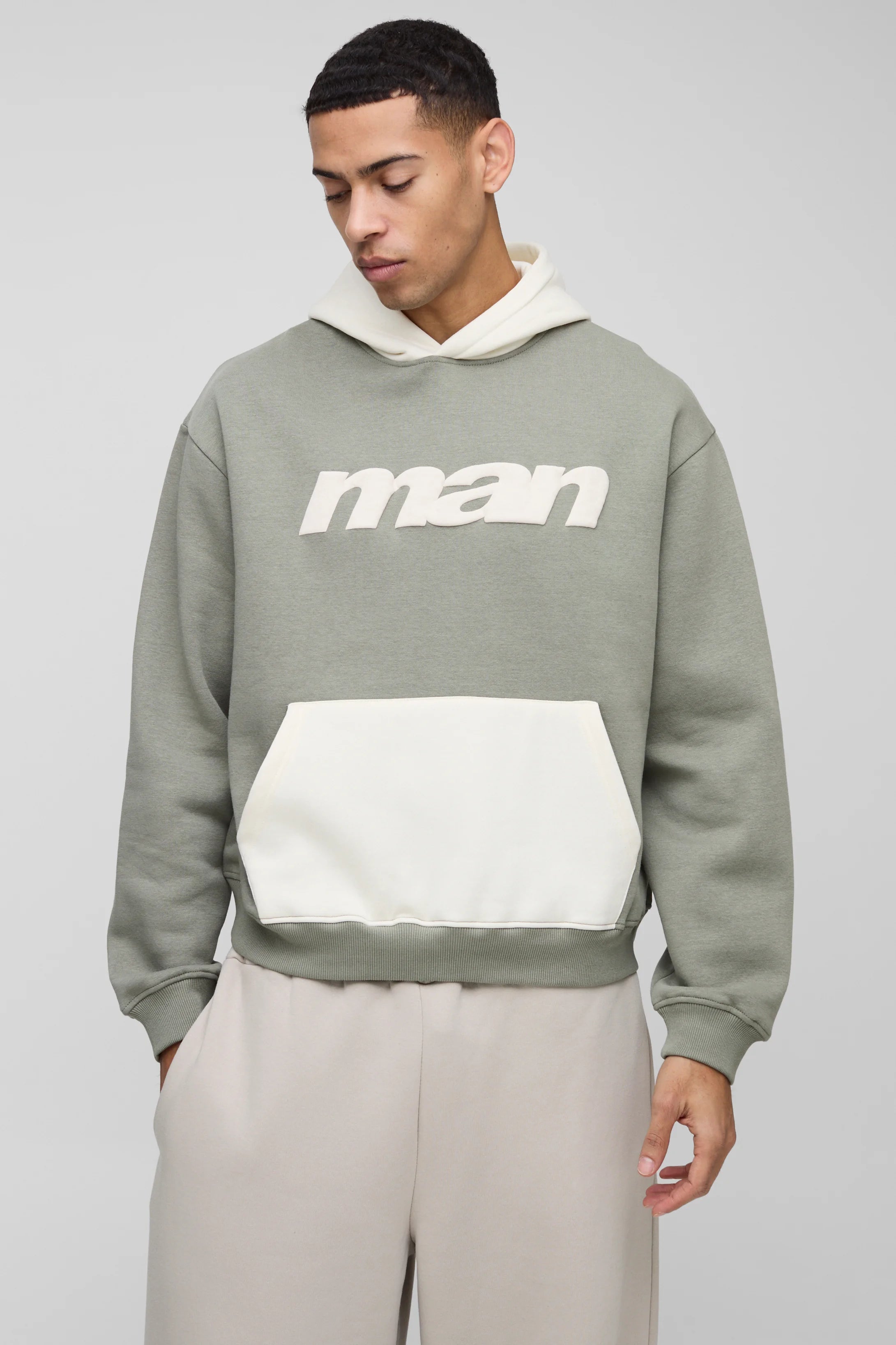 Oversized Boxy Man Colour Block Hoodie