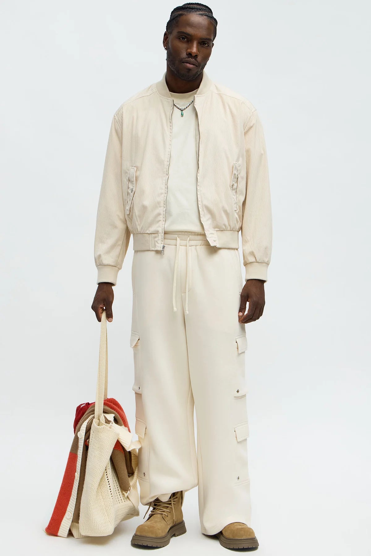 Relaxed Corduroy Rugged Bomber Jacket