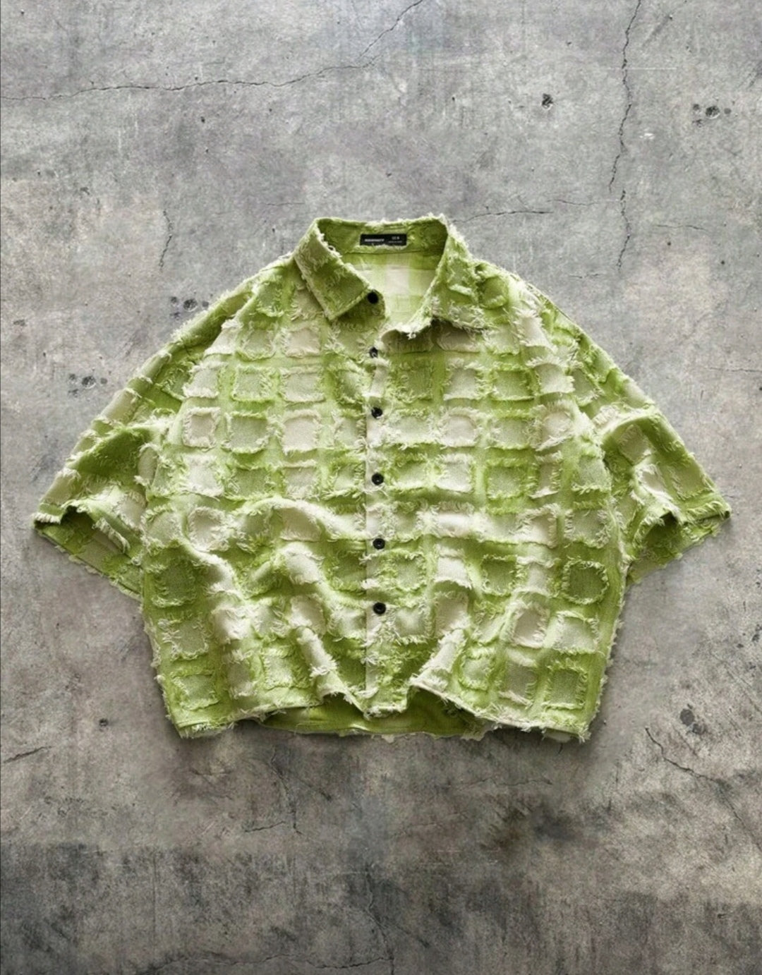 Men's Plaid Woven Short Sleeve Crop Shirt