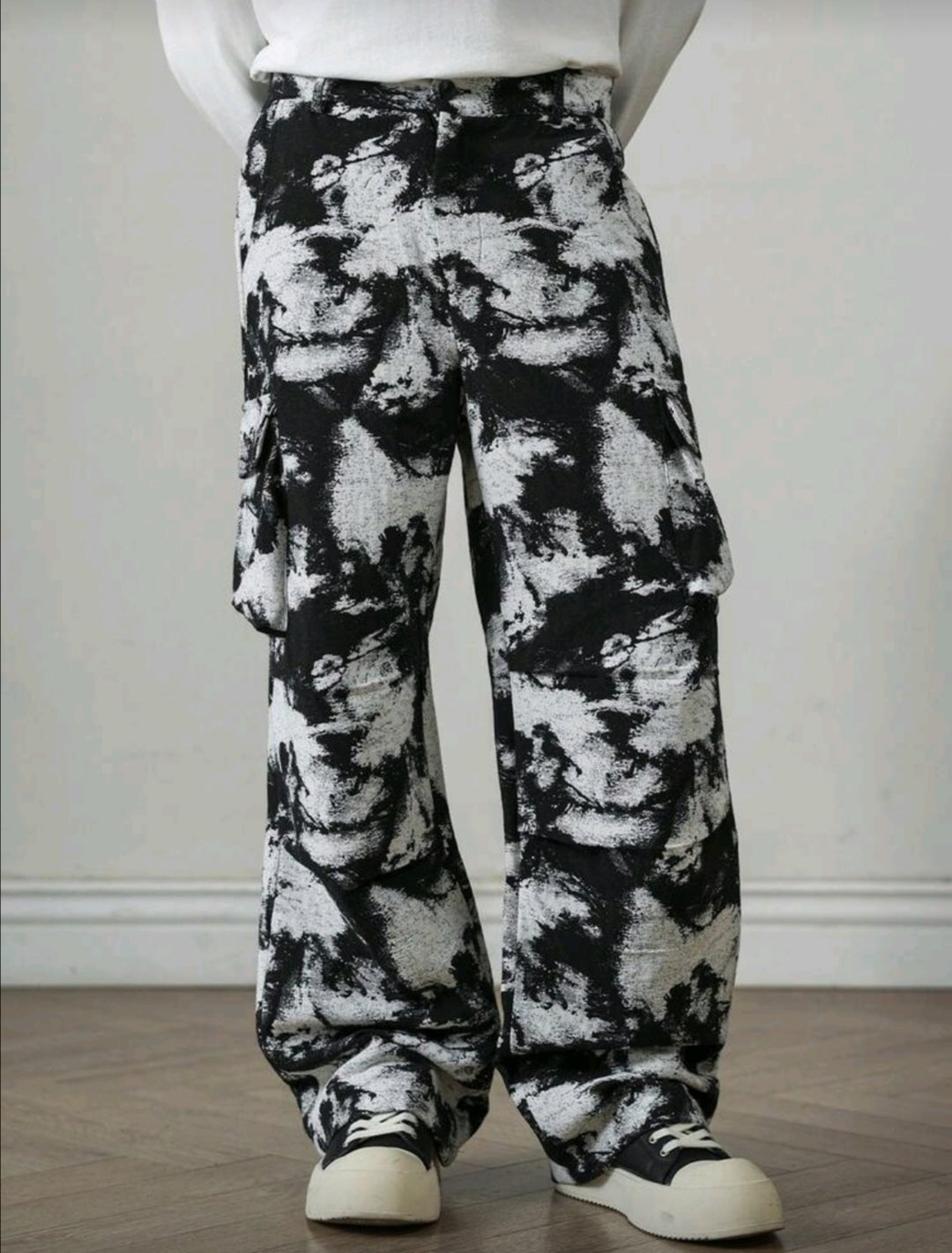 Men's Casual Fashion Street All-Over Print Flap Pocket Cargo Pants