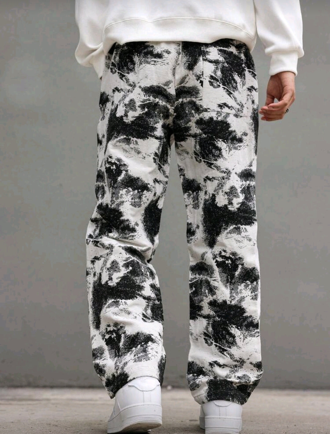Black and White Contrast Color Straight Leg Pants