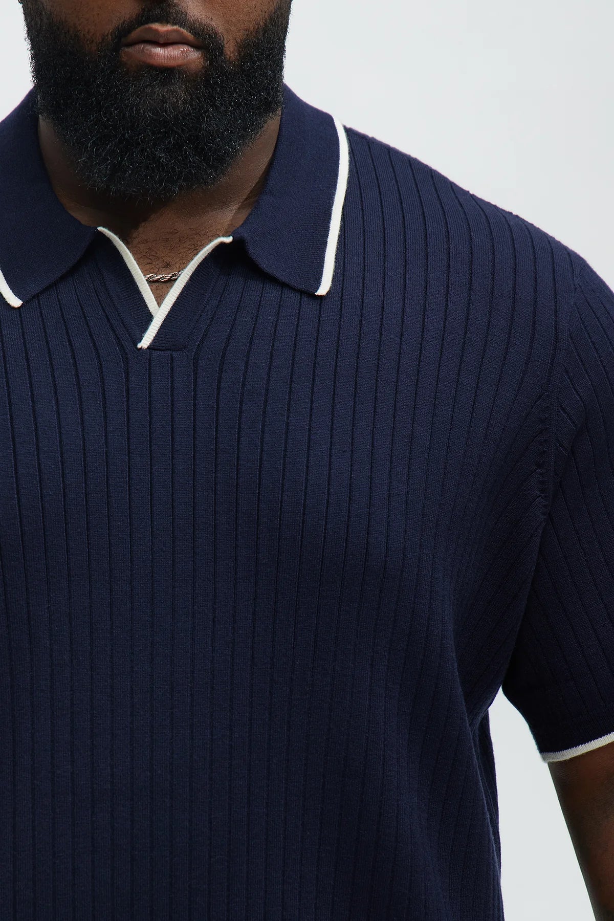 Garrison Knitted Johnny Collar Short Sleeve Polo