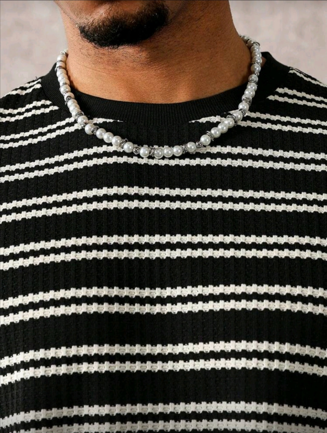 Men's Striped Print Round Neck Short Sleeve Casual Loose T-Shirt