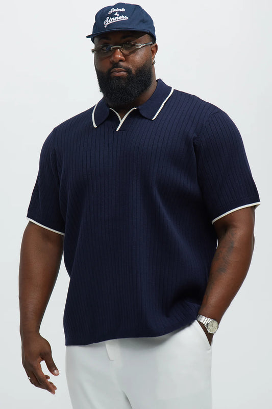 Garrison Knitted Johnny Collar Short Sleeve Polo