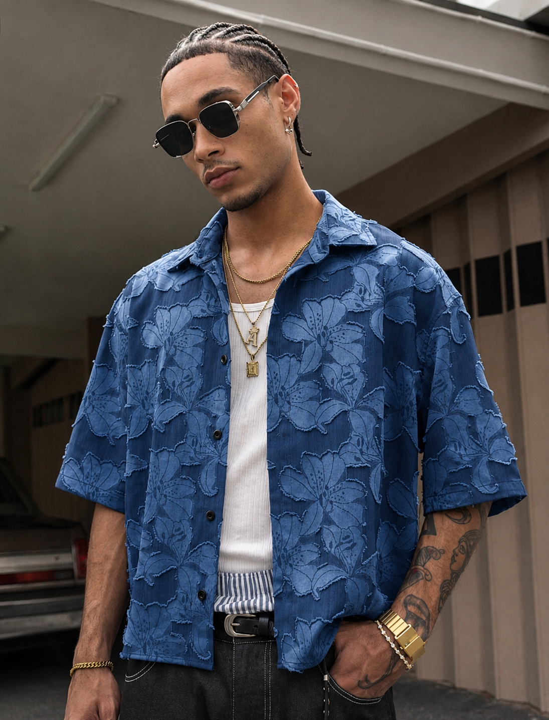 Short Sleeve Loose Fit Men Shirt