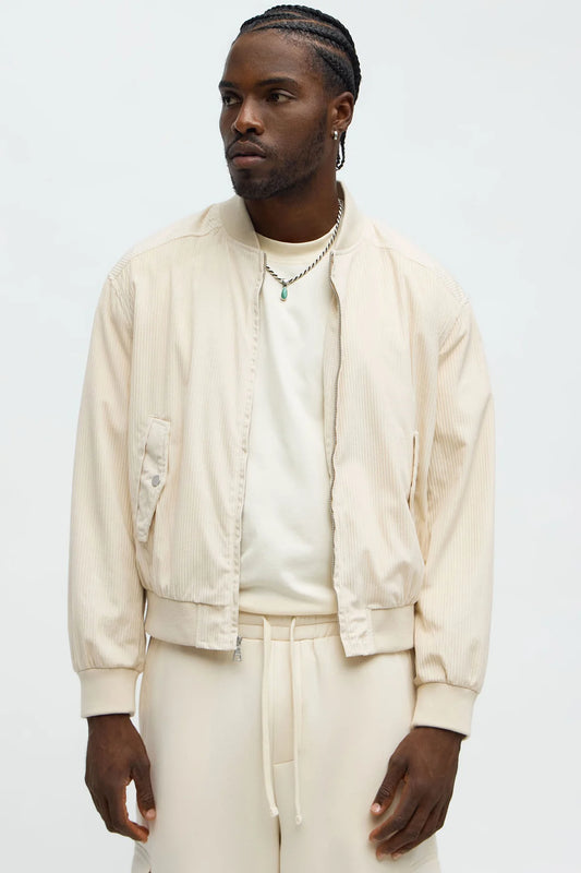 Relaxed Corduroy Rugged Bomber Jacket